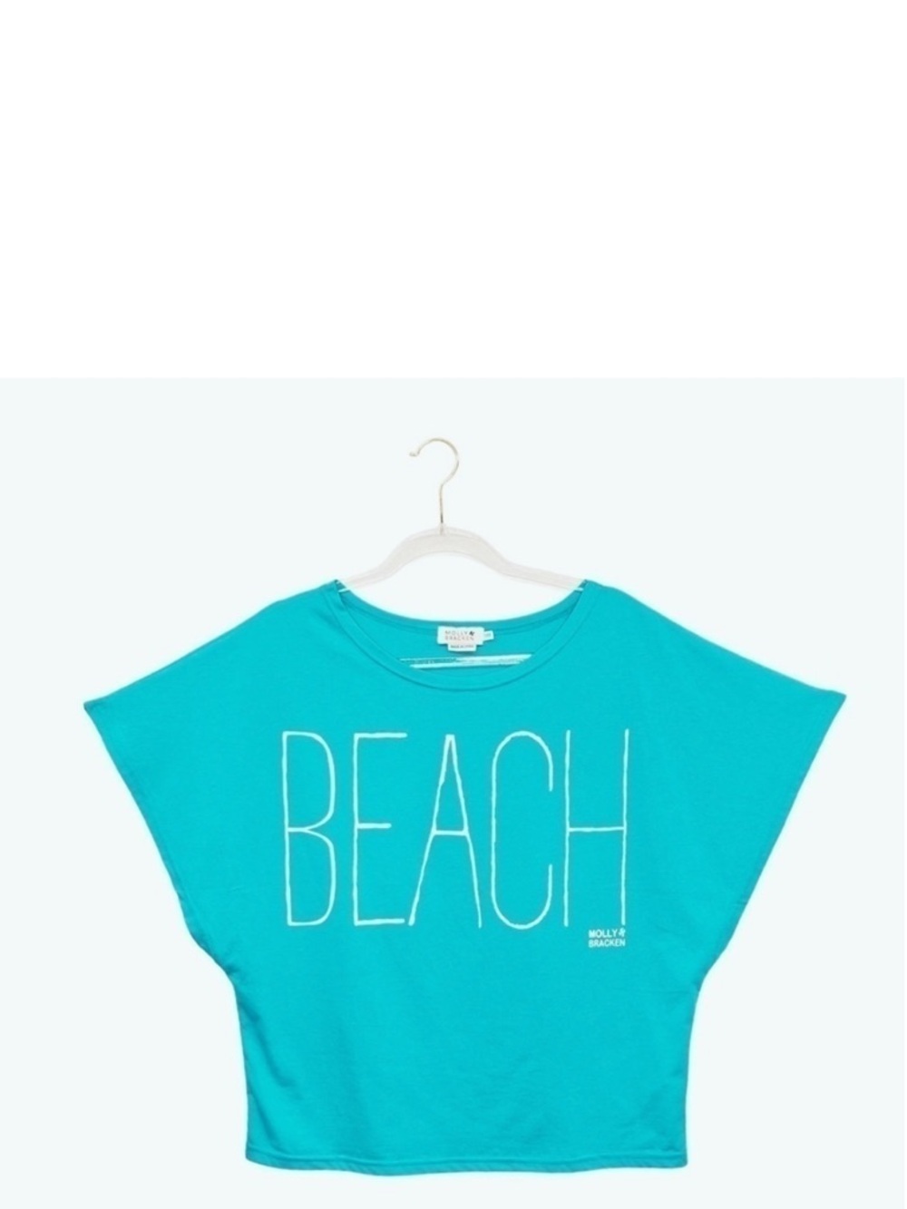 NEW Molly Bracken Beach T-shirt Blue Green Cotton Blend One Size Coverup New